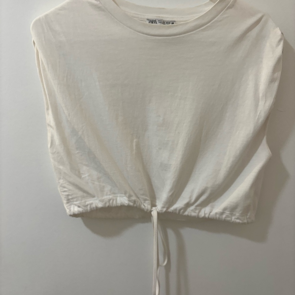 White Drawstring Crop Top
